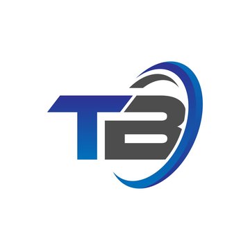 vector initial logo letters tb with circle swoosh blue gray