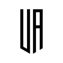 initial letters logo ua black monogram pentagon shield shape