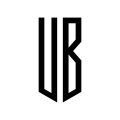 initial letters logo ub black monogram pentagon shield shape