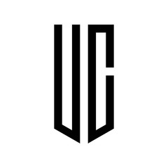 initial letters logo uc black monogram pentagon shield shape