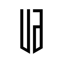initial letters logo ud black monogram pentagon shield shape