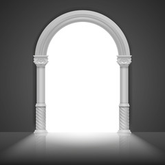 Roman arch with antique column. Vector title frame design