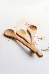 Emprty Wooden Spoons On White Background