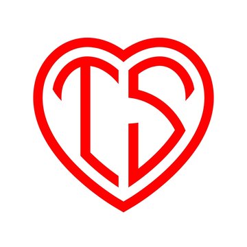 initial letters logo ts red monogram heart love shape