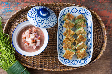 Thai food, Acacia Pennata Omelette and Shrimp-paste sauce