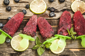 homemade ice cream on wood background