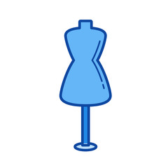 Sewing mannequin vector line icon isolated on white background