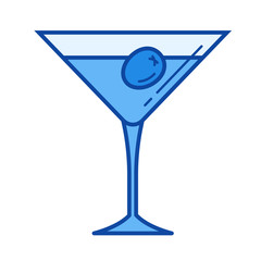 Martini glass vector line icon isolated on white background. Martini glass line icon for infographic, website or app. Blue icon designed on a grid system.