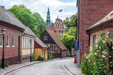 Lund, a small old town in Sweden, Scandinavian architecture, city landscape © olezzo