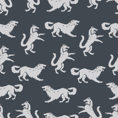 Seamless pattern with predators.  Design for printing on fabric or paper. Vector image.