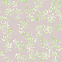 Vintage pastel leaves, flowers. Ditsy muted repeated pattern. Retro watercolor