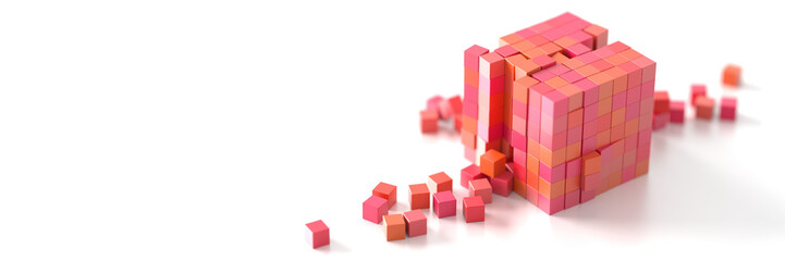 Obraz premium Exploding cubes, original 3d rendering