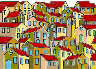 Imaginary city inspired by the old Tuscan towns - I'm the copyright owner of the graffiti images used in this picture.