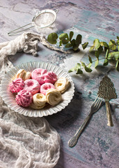 The cookies on wooden table background