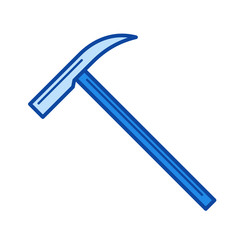Ice ax vector line icon isolated on white background. Ice ax line icon for infographic, website or app. Blue icon designed on a grid system.