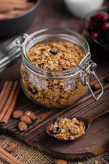 Baked granola with berries