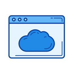 Cloud storage vector line icon isolated on white background. Cloud storage line icon for infographic, website or app. Blue icon designed on a grid system.