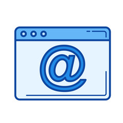 Fototapeta premium Email vector line icon isolated on white background. Email line icon for infographic, website or app. Blue icon designed on a grid system.