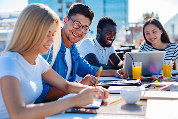 Team of freelancers sharing strategic ideas