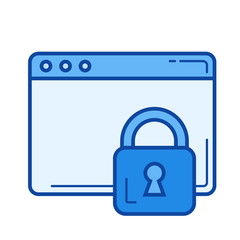 Locked page vector line icon isolated on white background. Locked page line icon for infographic, website or app. Blue icon designed on a grid system.