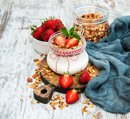 Yogurt and granola for breakfast