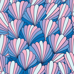 Seamless pattern background with abstract shell ornaments. Hand drawn illustration - 169383566