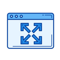 Obraz premium Extend vector line icon isolated on white background. Extend line icon for infographic, website or app. Blue icon designed on a grid system.