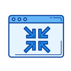 Obraz premium Zwiń wektor ikona linii na białym tle. Zwiń ikonę linii dla infografiki, strony internetowej lub aplikacji. Niebieska ikona zaprojektowana w systemie siatki.