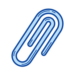 Obraz premium Attachment vector line icon isolated on white background. Attachment line icon for infographic, website or app. Blue icon designed on a grid system.