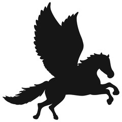 Silhouette of a horse with wings