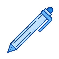 Pen ballpoint vector line icon isolated on white background. Pen ballpoint line icon for infographic, website or app. Blue icon designed on a grid system.