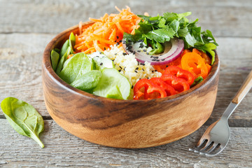 vegetable bright salad with couscous.