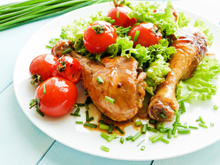 Baked chicken with veggies