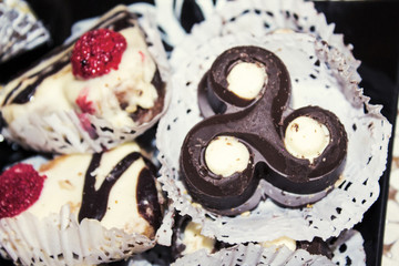 Homemade chocolate cookies in trendy spinner toy form