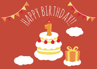 1 year old birthday card [vector]