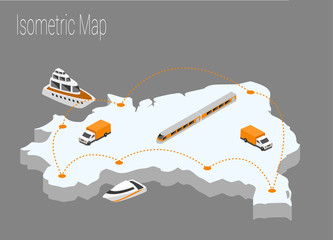 Map Brazil isometric concept.