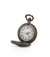 old pocket watch on white background - 169385723