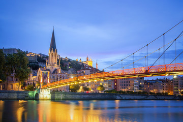 Fototapeta na wymiar Evening view of Lyon, France