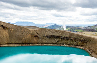 Viti beautiful crater lake of a turquoise color located in Iceland