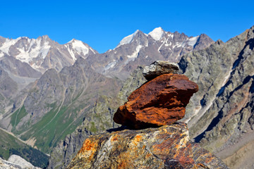 Obraz premium amazing landscape of rocky mountains and blue sky, Caucasus, Russia