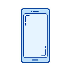 Smartphone vector line icon isolated on white background. Smartphone line icon for infographic, website or app. Blue icon designed on a grid system.