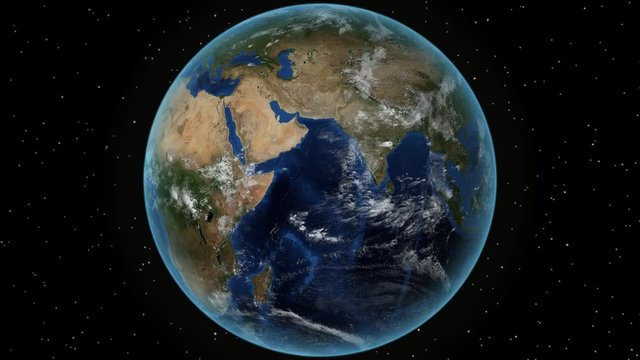 Congo. 3D Earth in space - zoom in on Congo outlined. Star sky background