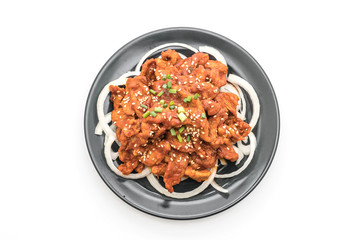 fried pork with spicy korean sauce (bulgogi)