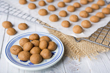 Homemade pepernoten or kruidnoten for Dutch holiday Sinterklaas