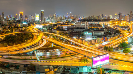Fototapeta na wymiar cityscape of Bangkok city downtown at night ,landscape Thailand 