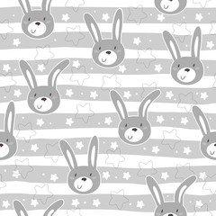 Seamless pattern with cute little bunny. vector illustration