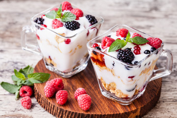 yogurt with muesli and berries