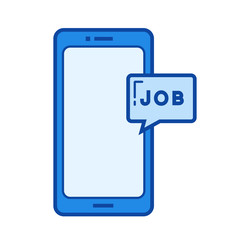 Job search vector line icon isolated on white background. Job search line icon for infographic, website or app. Blue icon designed on a grid system.