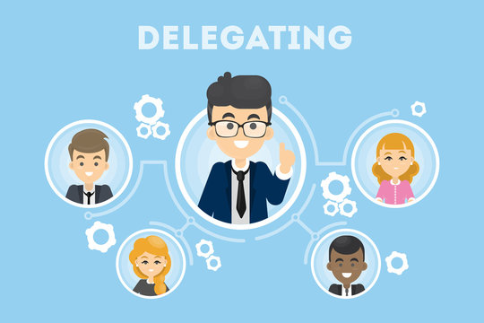 Delegating business illustration.