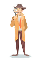 Detective with glass.